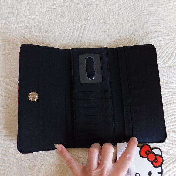 NOS Hello Kitty Sanrio Loungefly stripe continental wallet tri fold clutch NWT - Picture 8 of 16